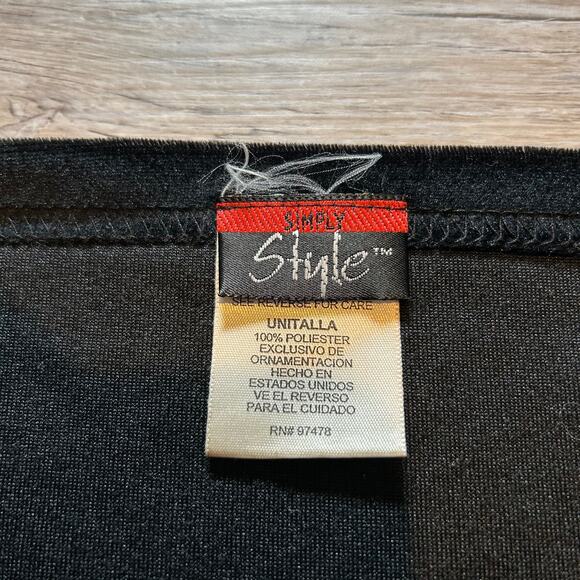 Vintage Black Velvet Cami Top w/ Rhinestone Strap Sliders Y2K Partycore - Picture 5 of 5